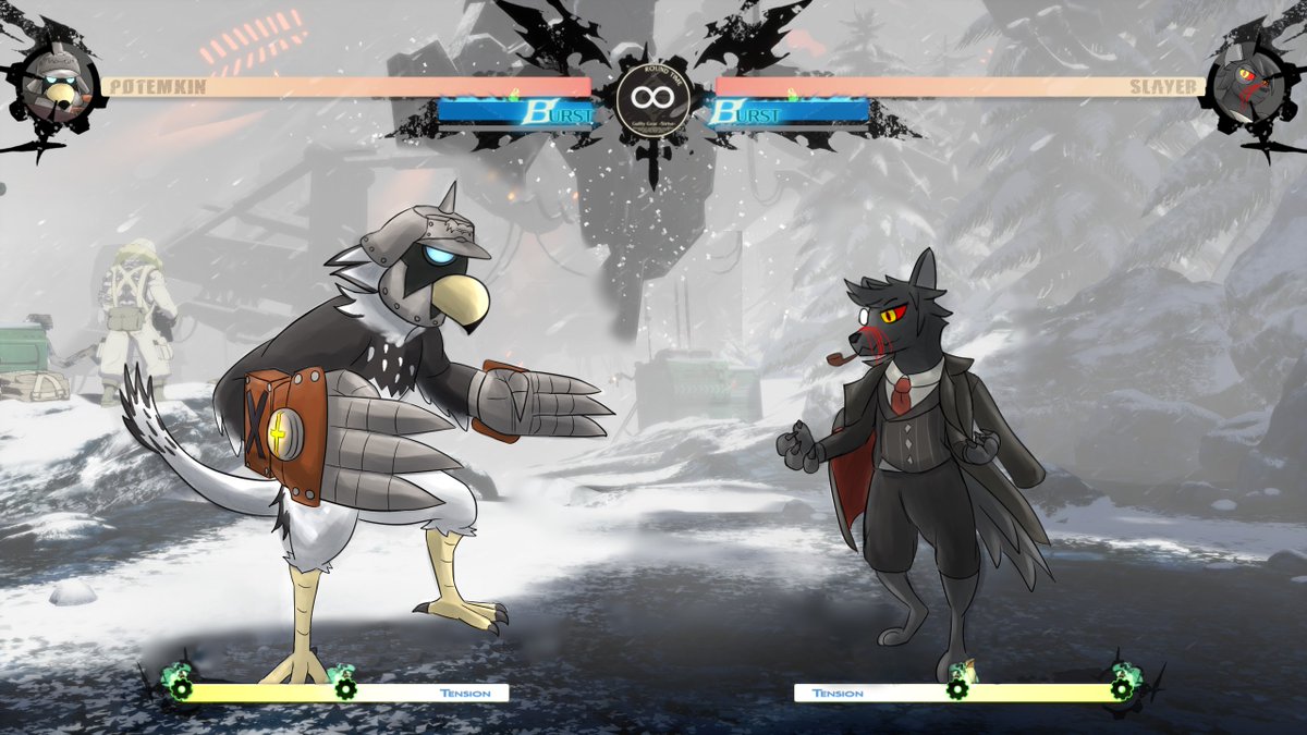 (Repost, used the wrong handle lol)
First #Artfight attack I did for this year!
Just a silly ass Guilty Gear Strive thing for <a href="/Solminol/">Sol</a>