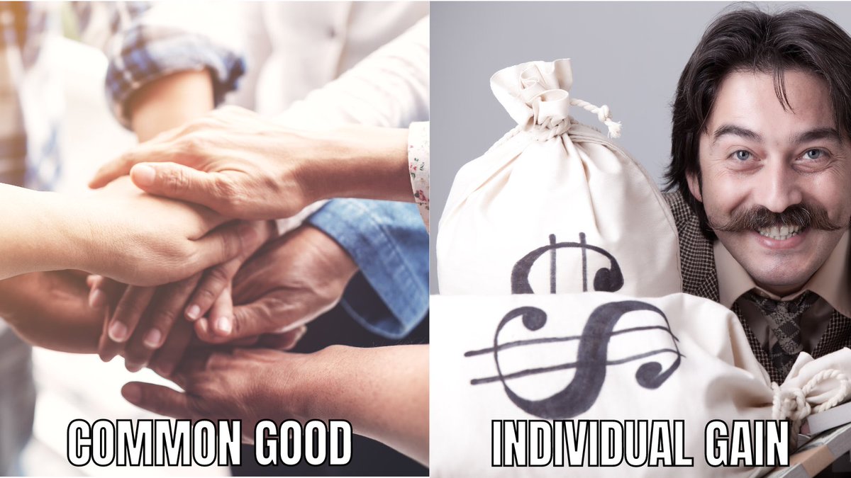 MsWonderOutLoud's tweet image. The common good vs. individual gain—left and right wing politics in a nutshell, right? #CommonGood