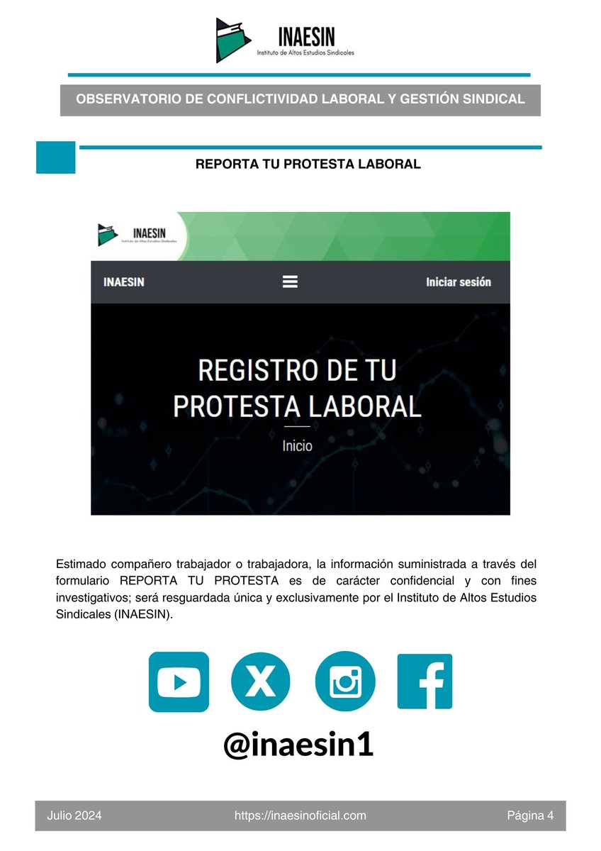 El Observatorio de Conflictividad Laboral y Gestión Sindical de <a href="/Inaesin1/">INAESIN</a> contabilizó 18 conflictos laborales en Venezuela en el mes de #julio de 2024 #ProtestarEsUnDerecho #Trabajadores 👇📷Dale Clic a este enlace para descargar el boletín 📷 👉 inaesinoficial.com/sitio/public/i…