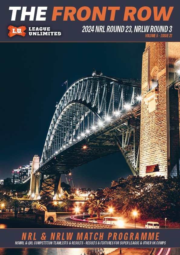 Round 23 of the #NRL and Round 3 of the #NRLW are in the crosshairs.

OUT NOW is our MATCH PROGRAMME for the weekend's action. Check it out NOW - FREE 🆓 bit.ly/FrontRowMag