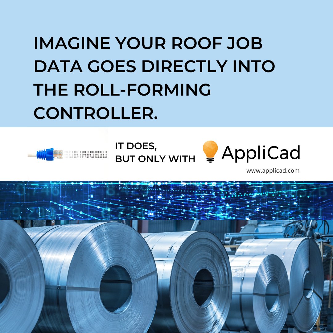 Save time, save worries.

When you do a #roofing take-off using our AppliCad Roof Wizard software, you get to feed your job data straight into your #rollforming controller.

No more double-handling, less chance of human errors along the workflow.

Get a demo today.
#metalroofing