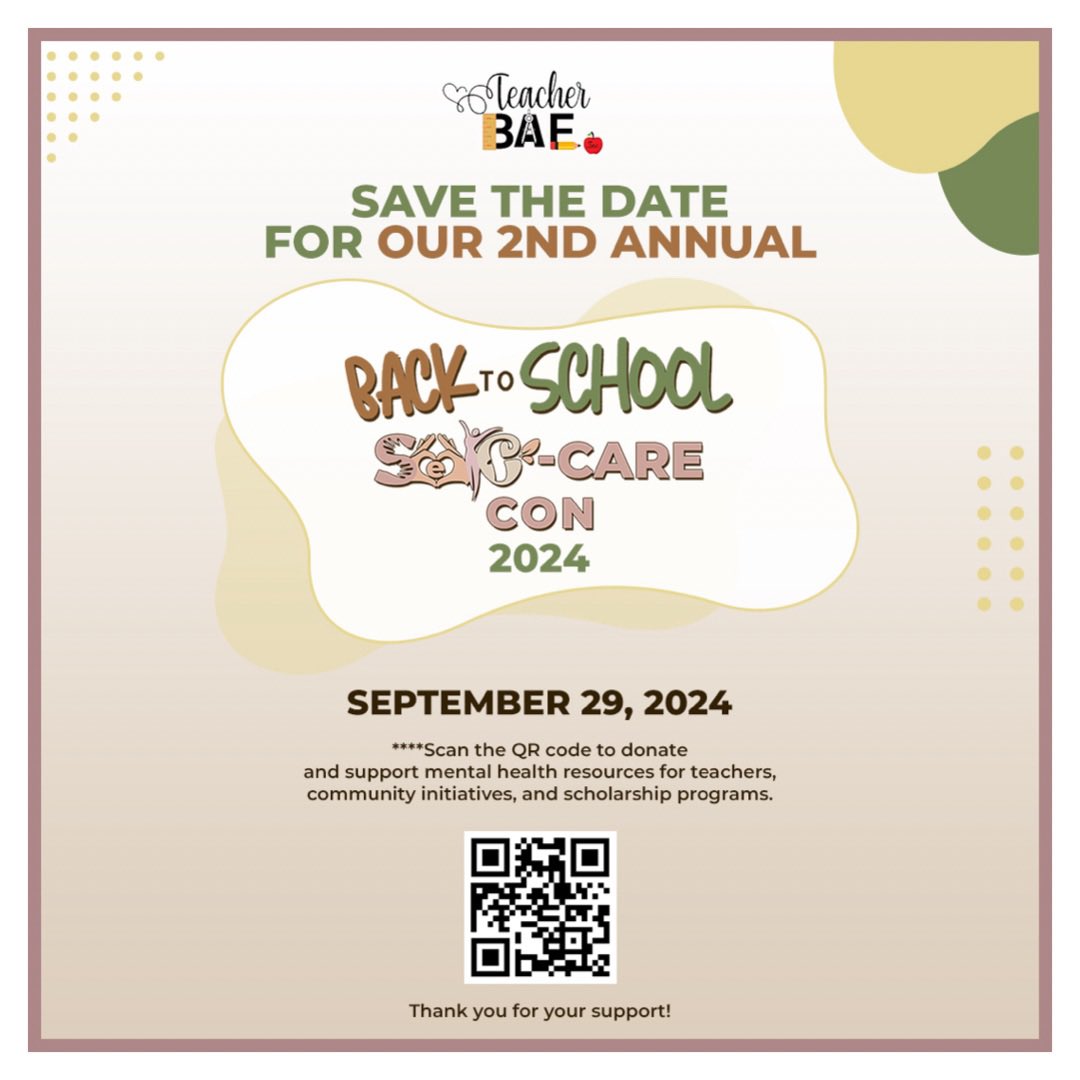 TeacherBAEInc's tweet photo. Don’t let #B2S SZN hinder your wellbeing! Teaching is sustainable with the implementation of #SelfCare let me help you mitigate your #stress and #burnout ! Join us on September 29 for a day filled with awareness and self-care services to recharge your mind, body and soul #impact https://t.co/1kHfGNkUVM