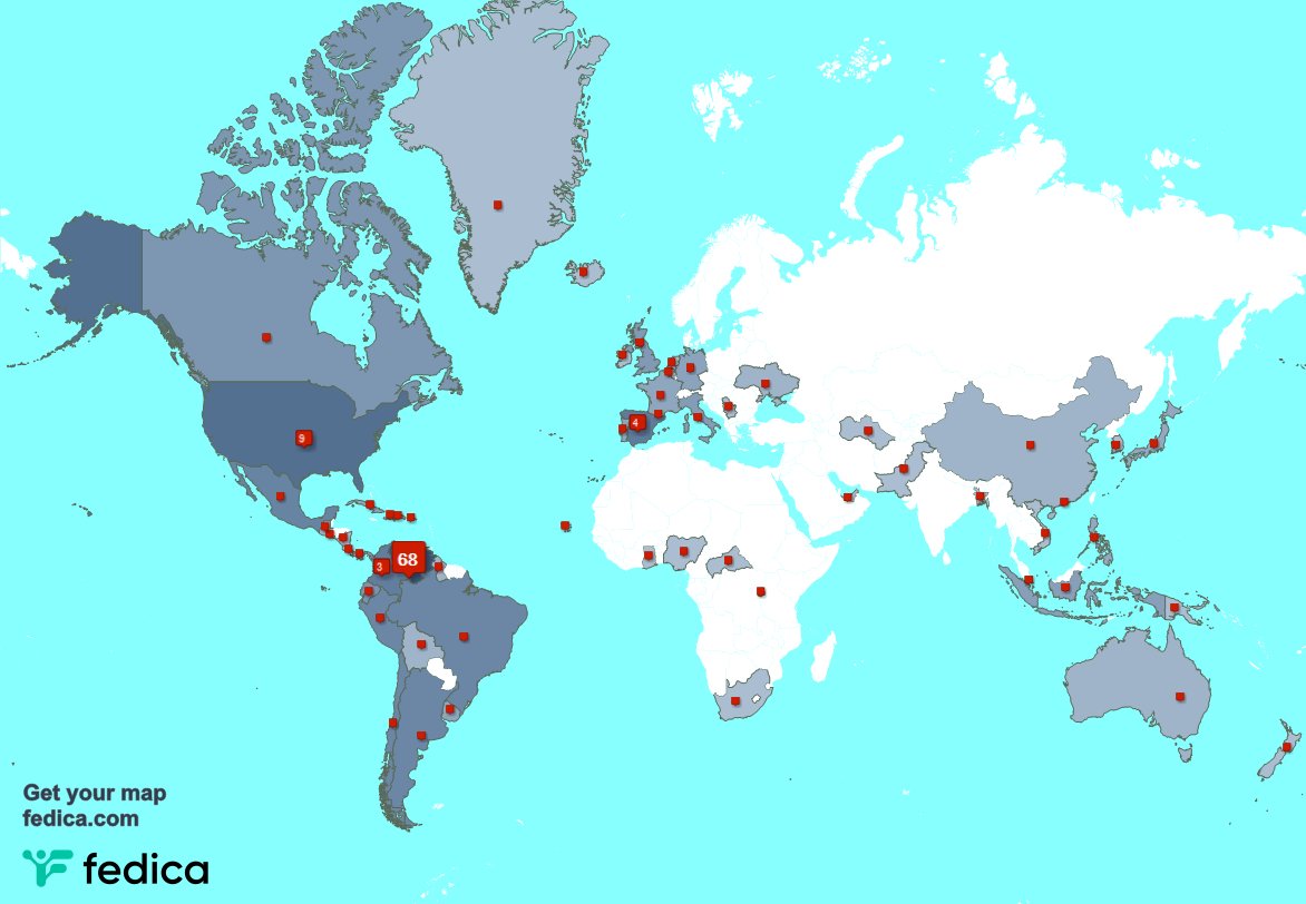 Muchas gracias a mis 4 nuevos seguidores desde Colombia, y más durante la última semana. fedica.com/!EnDirectoVE