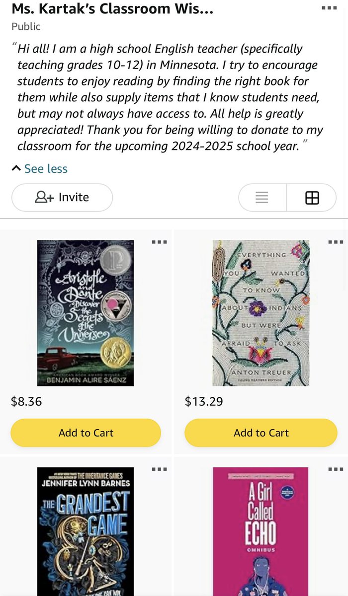 5️⃣ more items and my list will be cleared!

👩🏻‍🏫16th year
🎣Minnesota
📚English Language Arts &amp; Composition classes
📝around 170 10th-12th graders

👉amazon.com/hz/wishlist/ls…

💕Any reposting or donating would be greatly appreciated.💕

#clearthelist