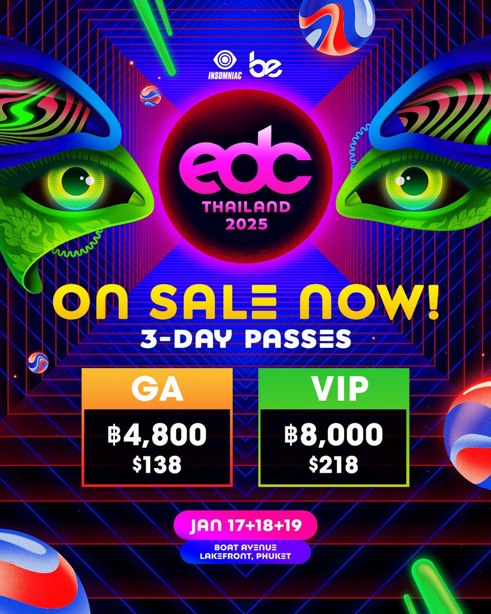 edc_thailand's tweet image. FUTURE OWL Passes for #EDCThailand are On Sale Now! ⚡ → insom.co/edcthailand

Secure your spot Under the Electric Sky this Jan. 17+18+19, 2025 and join us in celebrating Life, Love, Art &amp;amp; Music! ✨🎡