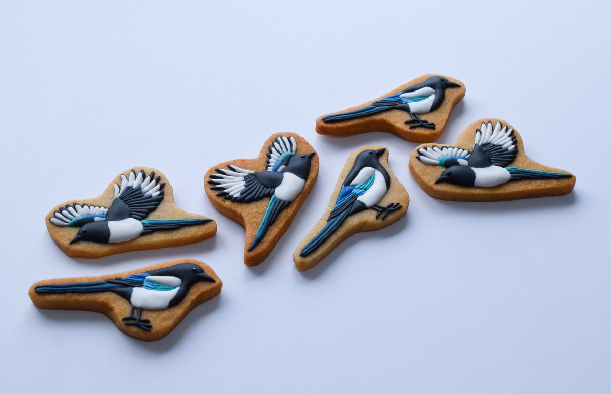 北海道では、ほんじつ8月7日が七夕ということで。
七夕の鳥であるカササギのクッキーを作りました！

織姫と彦星が出会えるように、
天の川に橋をかける存在として言い伝えられています。