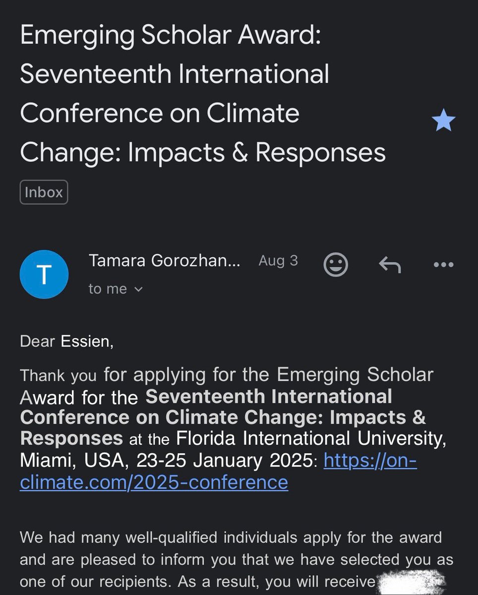 OkuEssienJr1's tweet image. It feels surreal to be selected for the 2025 Emerging Scholar Award @FIU during the upcoming 17th International Conference on Climate Change.

#ClimateAction 
#ClimateCommunication