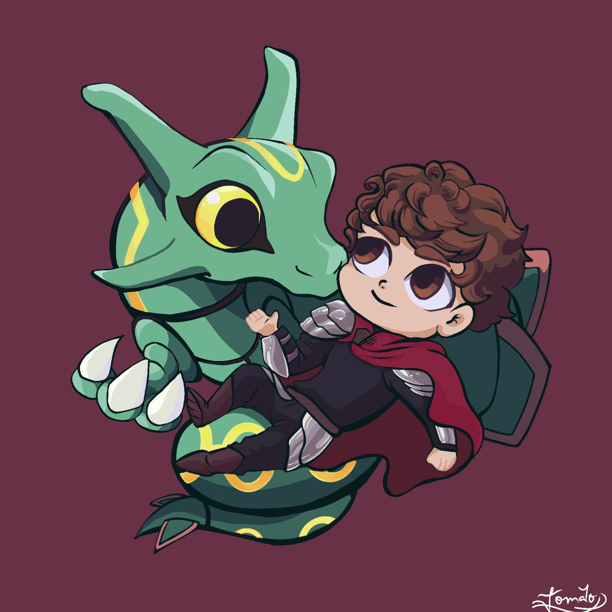 #RYOMAZZZ  <a href="/RYOMA_ZZZZ/">RYOMA</a>  Sir Ryo y Rayquaza chibis, Me costó   terminarlo QnQ 
#pokemonfanart #Pokemon #Rayquaza #originacharacter