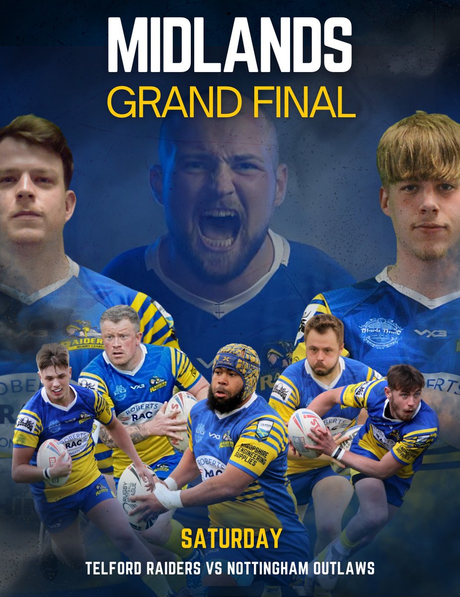 telfordraiders's tweet photo. 🏆 Midlands Grand Final 🏆
🔥 Telford Raiders vs. Nottingham Outlaws

📅 Date: Saturday
📍 Venue: Aston Old Edwardians Rugby Football Club, Sunnybank Avenue, Birmingham, B44 0HP
⏰ Kick Off: 14:30pm https://t.co/K6kUlapTaX