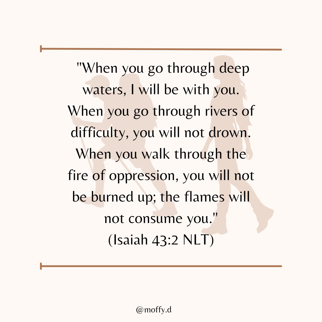 meetmoffy's tweet photo. God is mindful of you. In every challenge and trial, He sees you. His presence is constant, His love and strength surround and protect you through  deep waters and fiery trials. https://t.co/6lHcjd7F8p