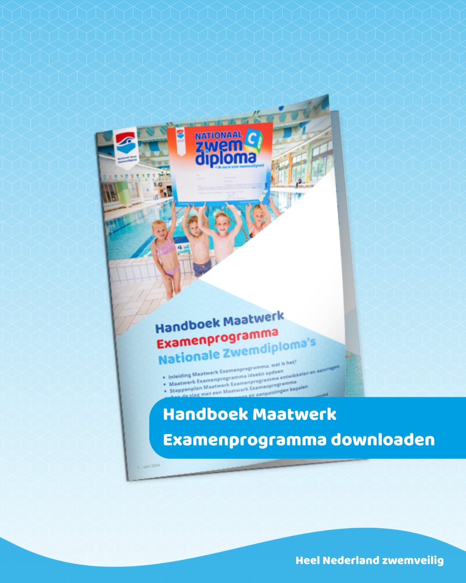NIEUW: Handboek voor het opstellen van een Maatwerk   Examenprogramma. Ontdek hoe je een maatwerk examenprogramma opstelt met de  eenvoudige stappen in het handboek. Download het handboek:   nrz-nl.nl/handboek-maatw… #maatwerk #stappenplan #zwemveiligheid   #zwemdiploma
