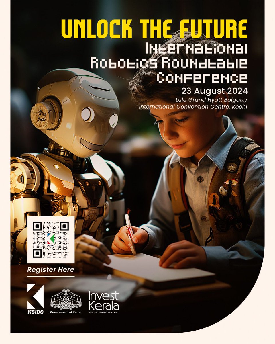 invest_kerala's tweet photo. #ComeOn #Kerala #KSIDC #PartnerInProgress
#RoboticsConference2024 #InnovationInRobotics #FutureOfTechnology #IRRTC2024 #InvestInKerala #InvestInFuture https://t.co/SIEagt1Hp0