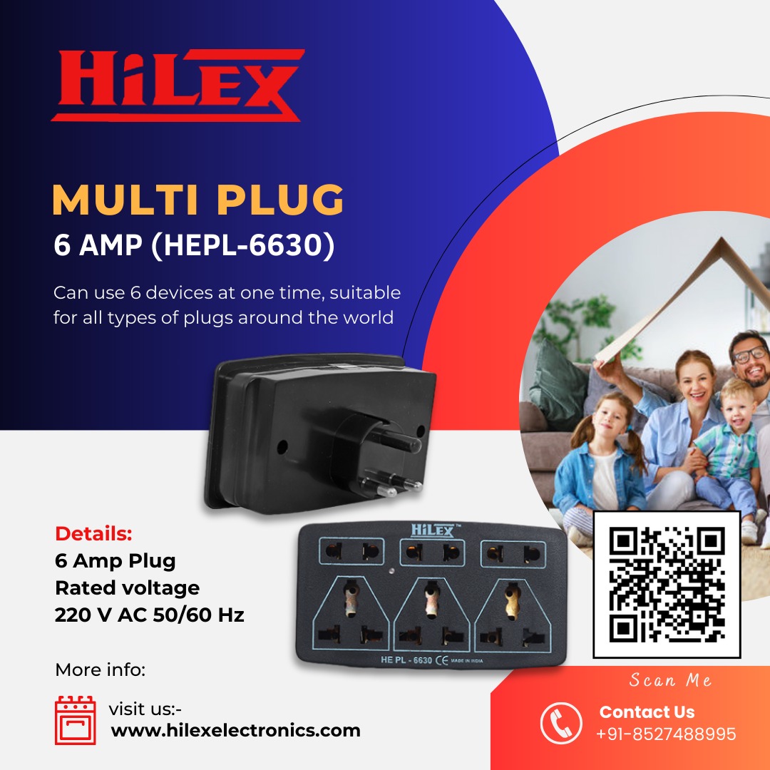 Elect85071Hilex's tweet image. Power up multiple devices safely and efficiently with our 6 AMP Multi Plug (HEPL-6630). Ideal for home or office use, it offers reliable connectivity.
Call:- +91-8527488995
Visit Us:- hilexelectronics.com
#MultiPlug #ElectricalOutlet #PowerStrip #6AMP #HomeEssentials