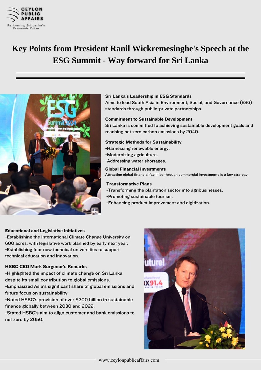 CeylonPublicA's tweet photo. #srilanka #ESG #sustainabledevelopment #NetZero2040 #modernagriculture #waterconservation #environmentalsustainability #socialresponsibility #Governance #ESGSummit2024 #PublicPrivatePartnerships #FutureOfSriLanka https://t.co/9WfVan2SGq