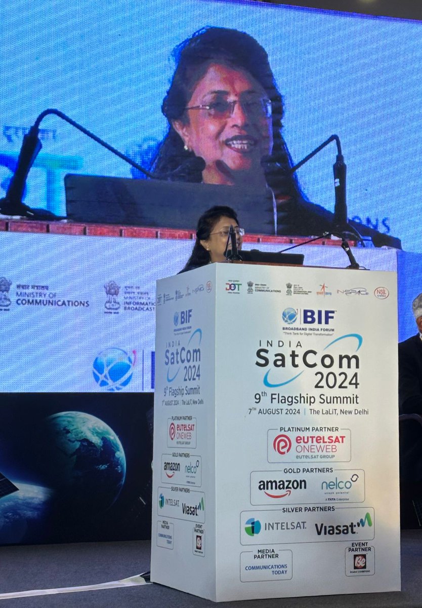 ConnectBIF's tweet image. Ms. Madhu Arora, Member (Technology) @DoT_India  spoke about how #SatCom development can help bridge the #teleconnect gap between rural &amp;amp; urban areas, evolution of #satellite technology, and Govt's commitment to usher in a new era of #digitalconnectivity