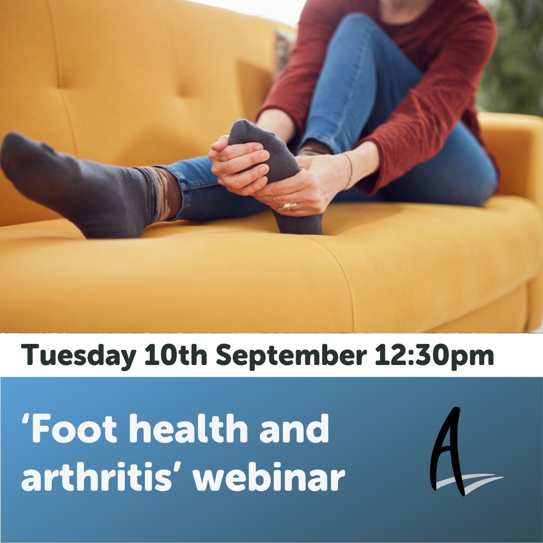 Arthritis Ireland will host a webinar on Tuesday, 10th September at 12:30 on foot health &amp; arthritis. We will be joined by specialists in the field of foot health, Sandra Caulfield &amp; Yvonne Buckley. Visit our website for more info &amp; to register: ow.ly/3zOw50SKJgh