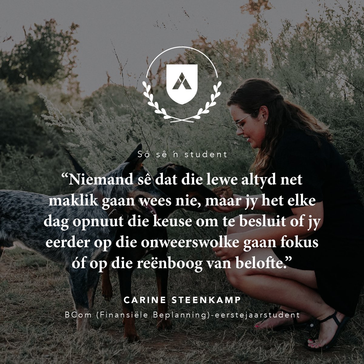 OnsAkademia's tweet photo. Carine Steenkamp is ŉ eerstejaarstudent en voltooi haar studie via die nauurse afstandsmodel. Stel jy soos Steenkamp belang in die BCom (Finansiële Beplanning)-program? Lees meer hier: https://t.co/K9paOf4K4Q

#MyAkademia #Fontie #BComFinansiëleBeplanning https://t.co/i8prh3q4oN