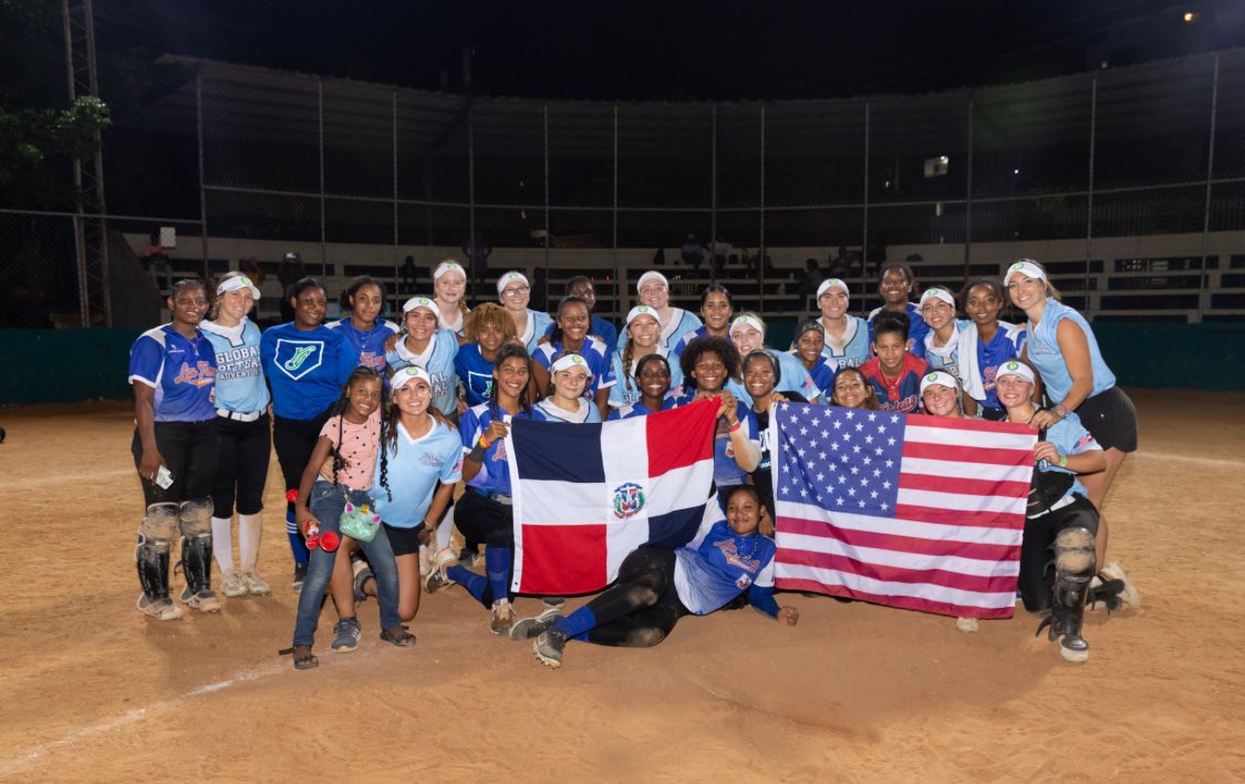 RBartholomew3's tweet photo. Enjoying one more summer softball adventure before school starts. First two days with #globalsoftballadventures in the Dominican Republic have been a blast! 🌴 We sorted gear donations today and played our first game vs the Delfina’s. Hosting a free youth softball clinic tomorrow https://t.co/tB6BfFcqEs