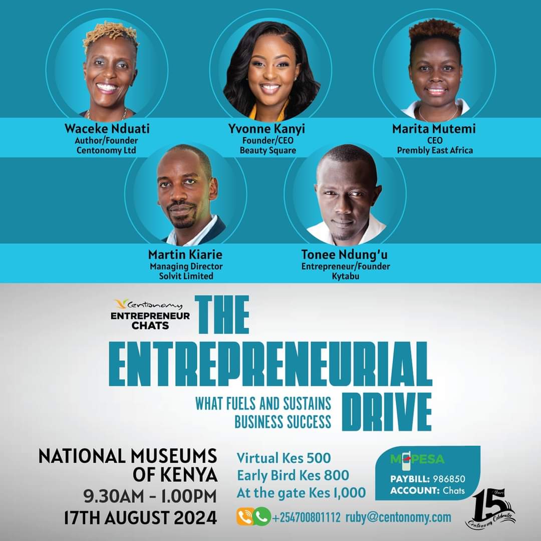 Peleza_Int's tweet image. What fuels and sustains business success?
Join our East Africa CEO as she shares her journey of becoming an entrepreneur. 
#Centonomy #Entrepreneur chats.

National Museums of Kenya 
17th August 2024 
09:30AM to 01:00PM.

@Centonomy 
@cekenduati