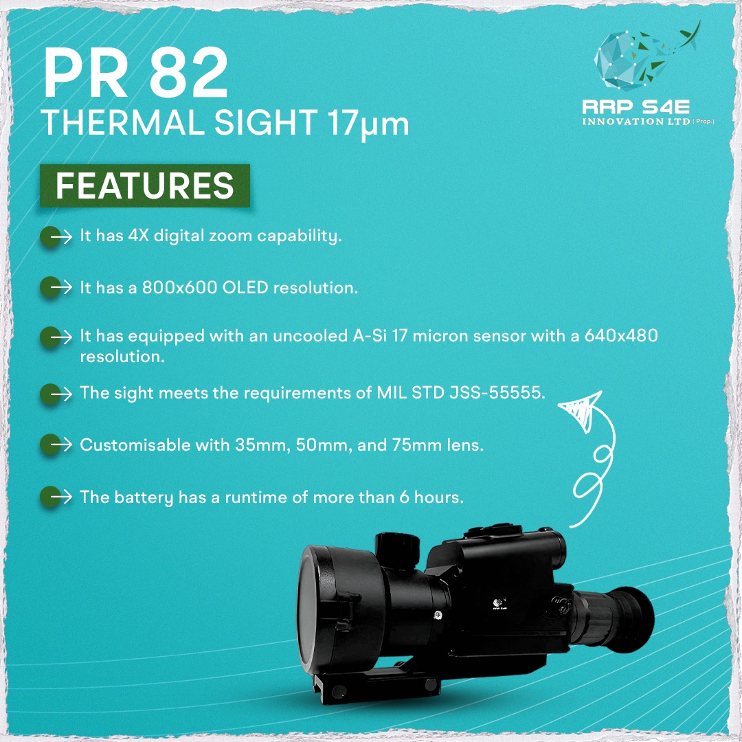 RRPS4E's tweet photo. Unleash precision and clarity with cutting-edge features of PR 82 Thermal Sight.
Enhance your operational capabilities with the PR 82 Thermal Sight.
Elevate your vision
#innovationforsafety #electronics #securitydrones #thermal #sights # thermalsights #pr82 #rrps4e https://t.co/rql8OInZJG