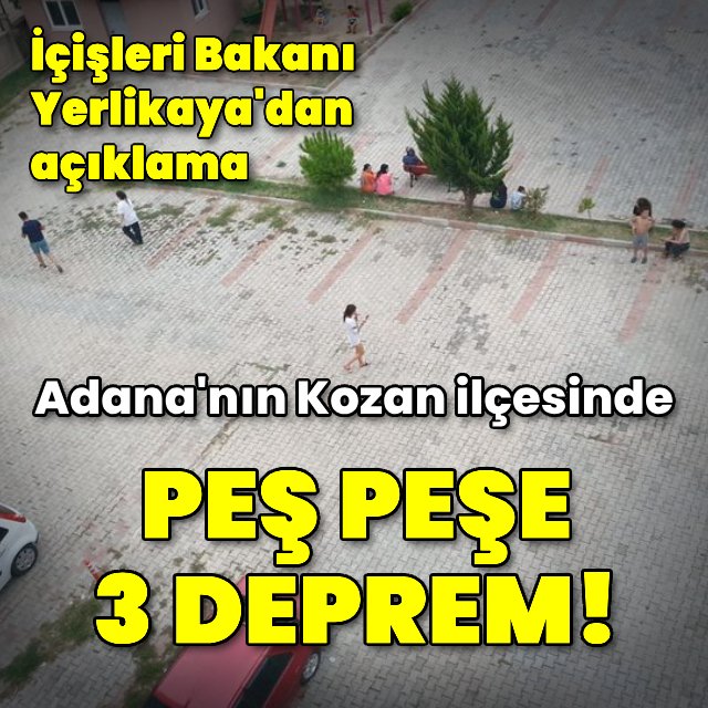 Haberturk's tweet photo. ➡️Adana'nın Kozan ilçesinde saat 05.32'de 4,6, 05.33'te 4,5 ve 05.34'de 4 büyüklüğünde peş peşe 3 deprem meydana geldi. İlçede paniğe neden olan sarsıntıların 7 kilometre derinlikte gerçekleştiği bildirildi

➡️İçişleri Bakanı Ali Yerlikaya, Adana'nın Kozan ilçesinde meydana gelen depremden kaynaklı olumsuz bir durumun bulunmadığını açıkladı https://t.co/y48dsGMAbv