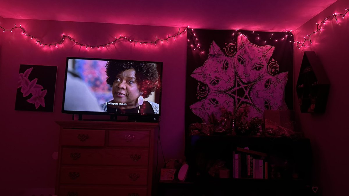 misshellcat's tweet photo. My mood lighting is almost perfect, just one strand of lights short https://t.co/dw6u2cXAyy