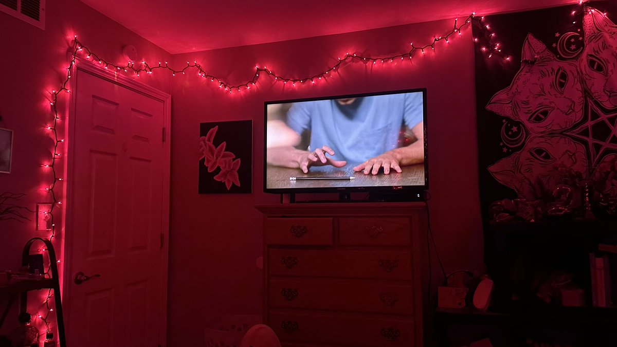 misshellcat's tweet photo. My mood lighting is almost perfect, just one strand of lights short https://t.co/dw6u2cXAyy