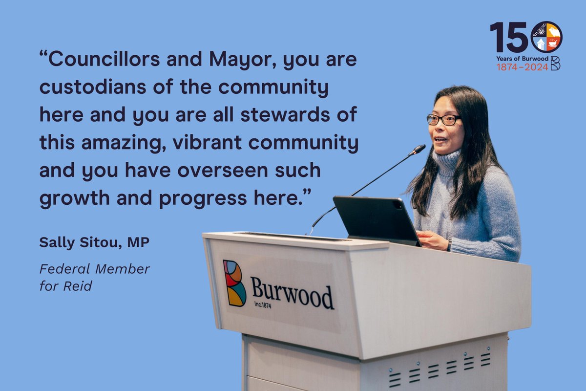 We were delighted to welcome Federal Member for Reid Sally Sitou to our Special Sesquicentenary Council Meeting. It was great to hear her thoughts about the historic changes and progress that is evident across Burwood.