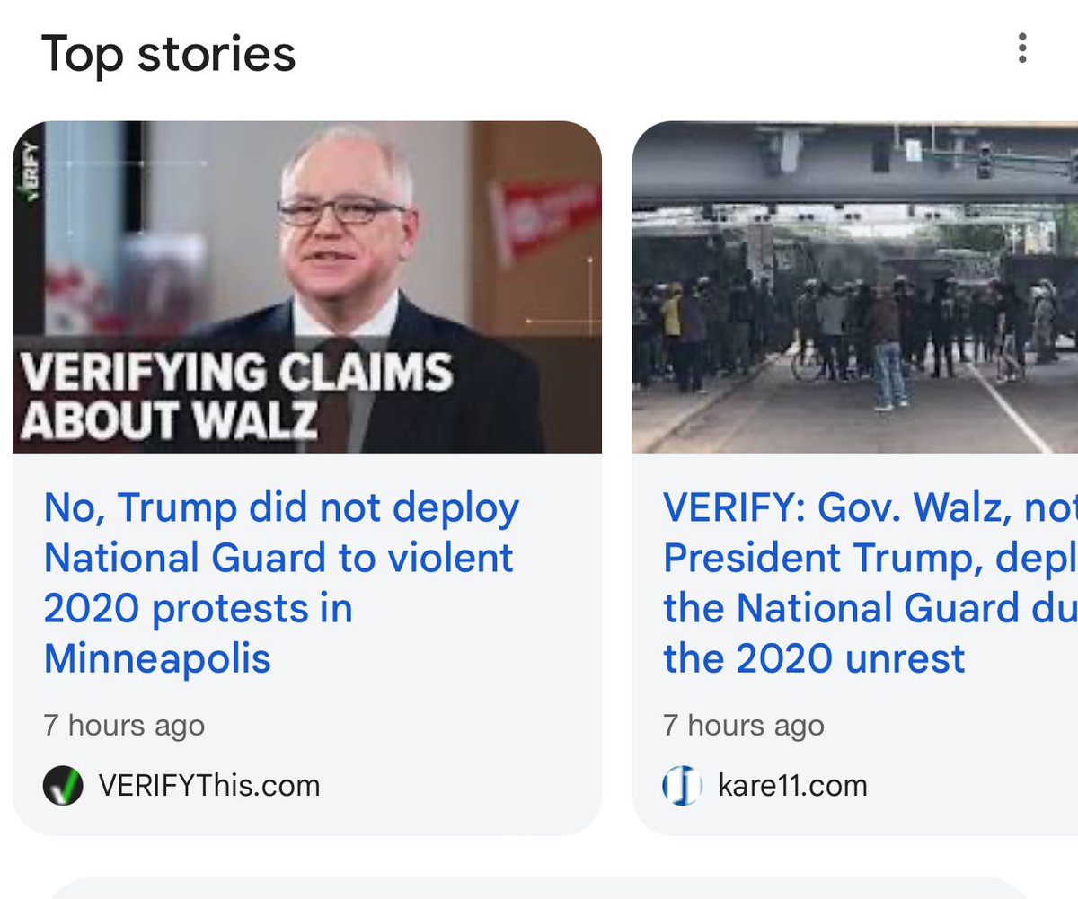 🚨They are gaslighting you on Walz’s riot response🚨
Trump was RESPONSIBLE for the National Guard FINALLY being deployed in Minnesota. Walz called them up because Trump told him to after Minnesota burned for 3 days. Trump had to apply pressure after Walz failed to act and