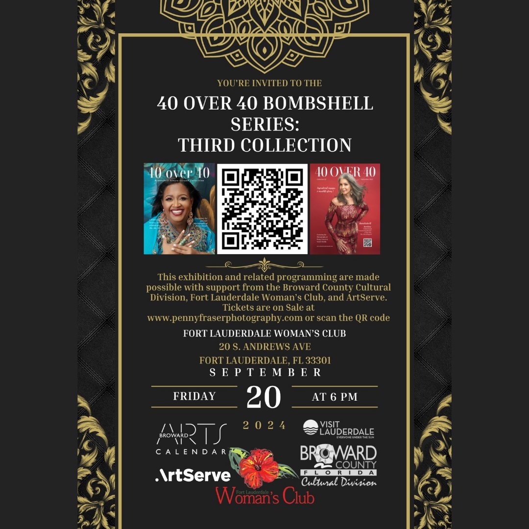 LBTSChamber's tweet photo. Join us for the 40 Over 40 Bombshell Series: Third Collection on Sept 20, 2024, at 6 PM at Fort Lauderdale Woman's Club.

Get your tickets at https://t.co/erm68F5KWv.

#40Over40 #Exhibition #FortLauderdale https://t.co/eEM9Q42yFK
