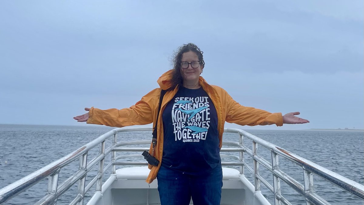DrDuchovny's tweet photo. I got a compliment on my #Gishies shirt by @CeeDoubleUBee while on a Provincetown whale watch today. Last pic is after about 3 hours of chilly wind, rain & choppy water. I was DONE. https://t.co/0nUYXuCMc7