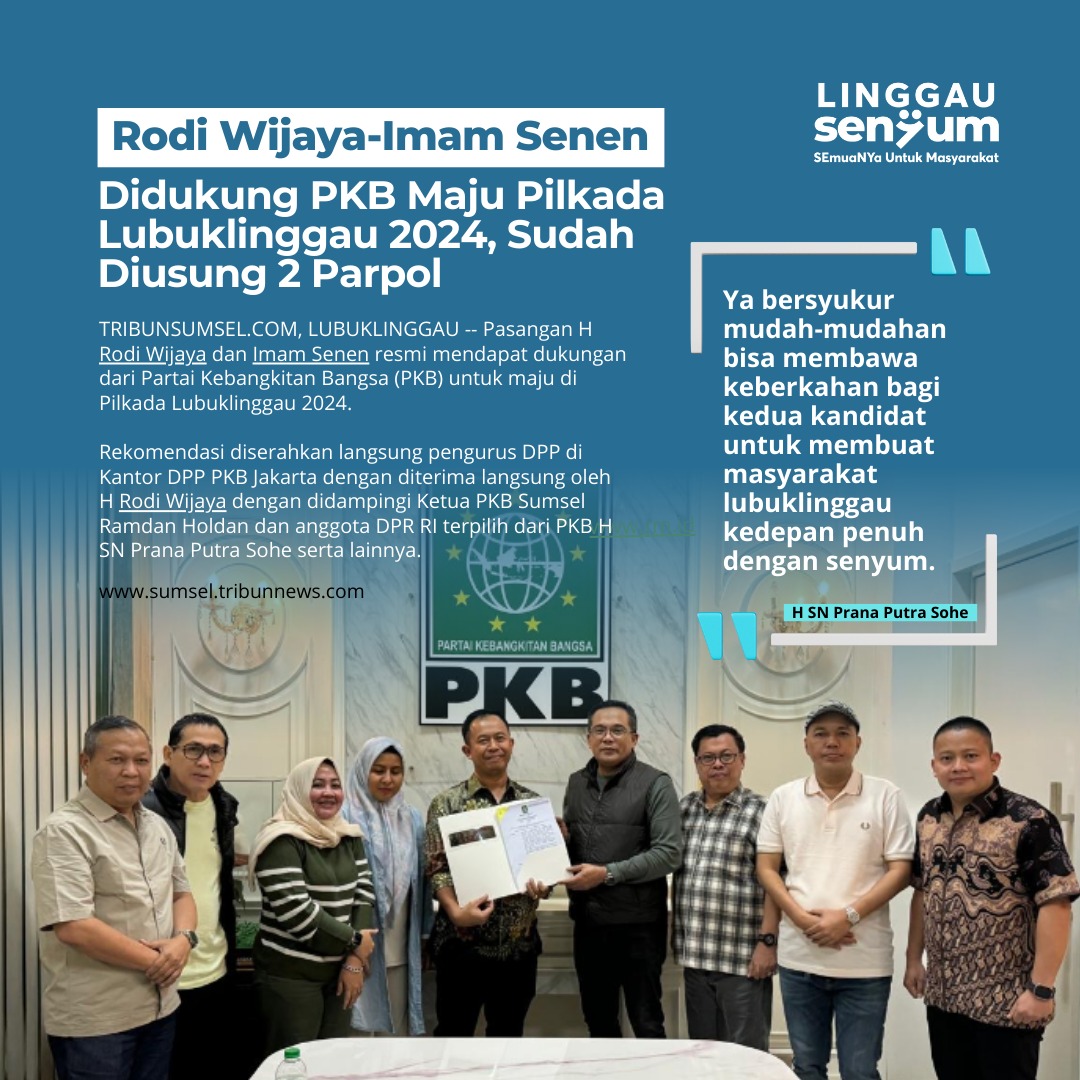 rianidiana2's tweet photo. Rodi Wijaya-Imam Senen
Didukung PKB Maju Pilkada Lubuklinggau 2024, Sudah Diusung 2 Parpol
#RodiWijaya #LinggauSenyum #CalonWalikota #Rois #HRW #LubukLinggau #HRodiWijaya #PilkadaLubukLinggau #PilwakotLubukLinggau2024
#CalonWalikotaRodiWijaya https://t.co/Bmq6QoE3bo
