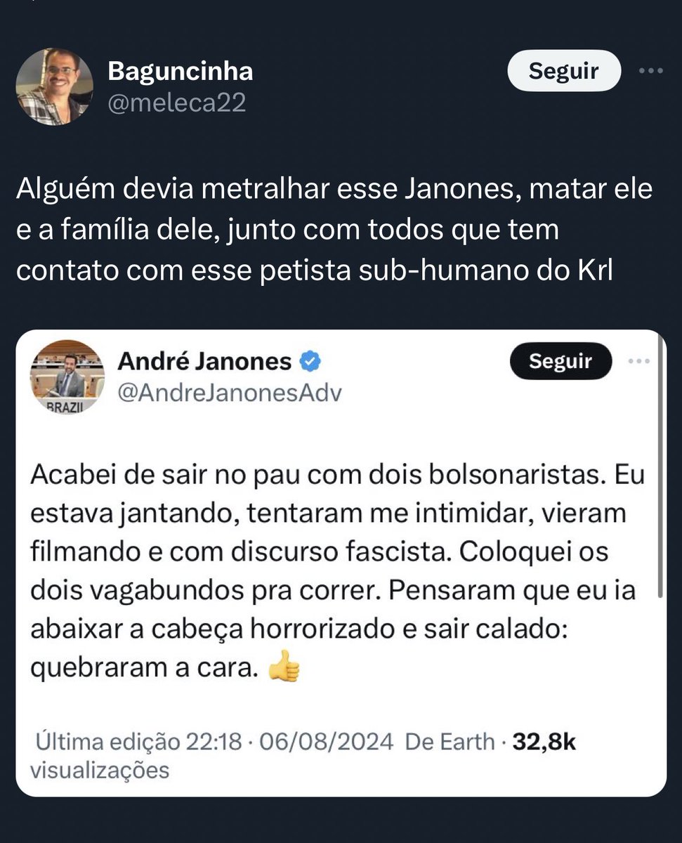AndreJanonesMG's tweet photo. É com esse tipo de gente que vocês esperam que eu debata em alto nível ? Que eu abaixe a cabeça ? É sério isso? https://t.co/yyndh9pqgL