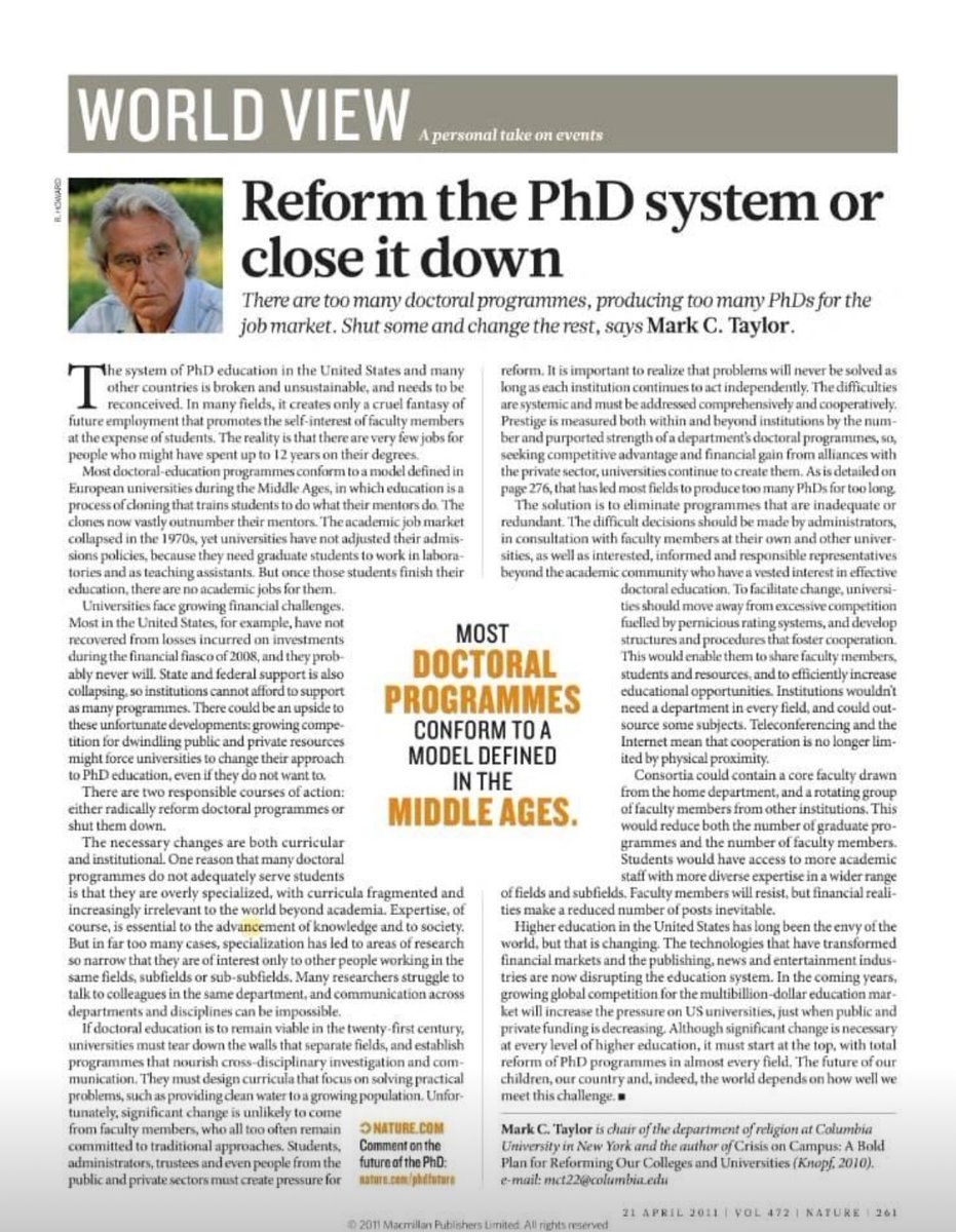 𝐌𝐨𝐧 𝐜𝐨𝐮𝐩 𝐝𝐞 𝐜œ𝐮𝐫 𝐝𝐮 𝐣𝐨𝐮𝐫 : 

Cet article soulève des questions qui collent dans une certaine mesure aux défis qui se posent à nos systèmes de formations doctorales en Afrique. L’hyper spécialisation incontrôlée favorisant le cloisonnement et l’absence de