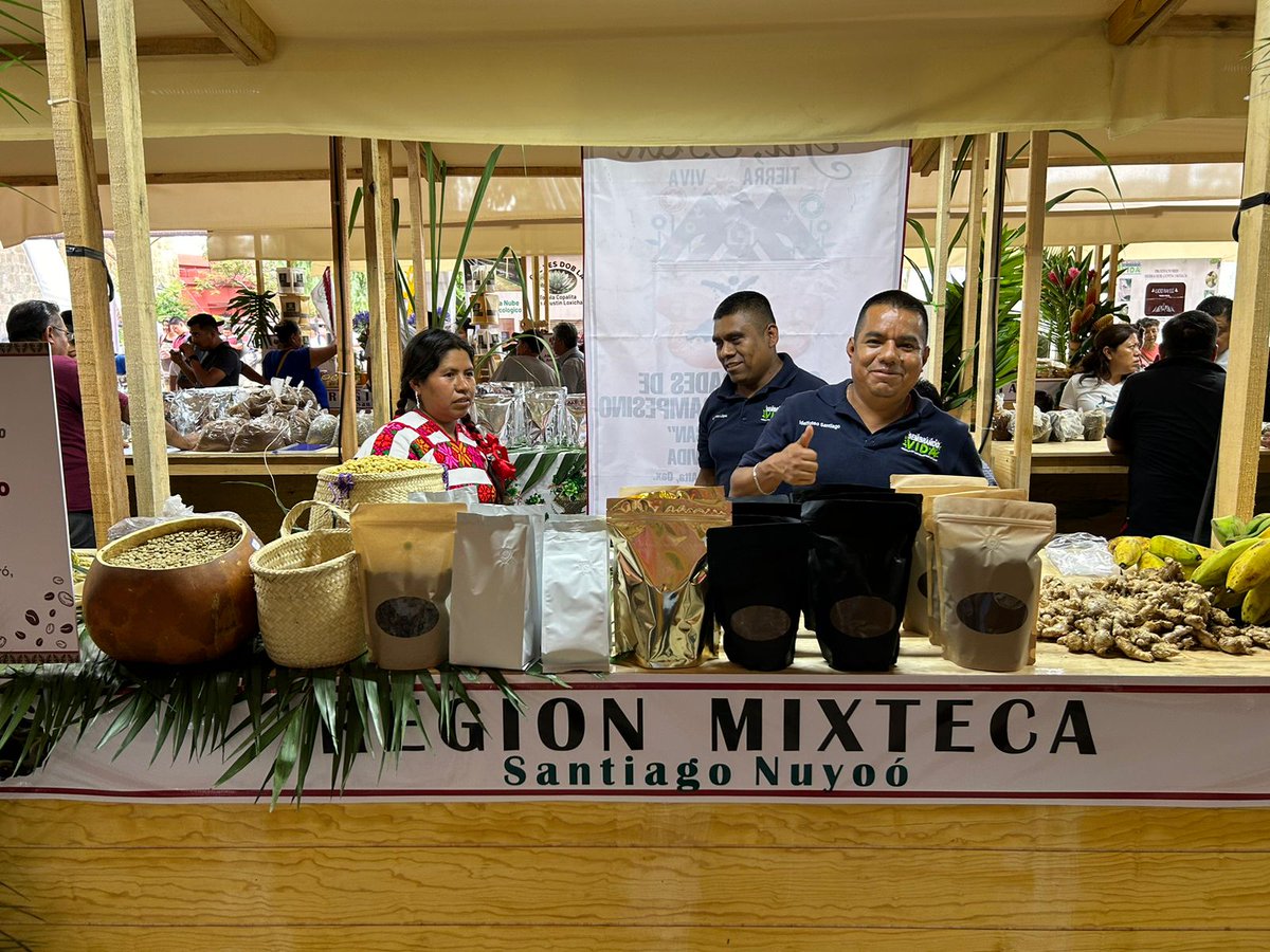 Más de 350 personas cafeticultoras llegaron de los 16 pueblos originarios de #Oaxaca, de siete de las ocho regiones del estado, a la Plaza de la Danza. Ofrecieron sus mejores cosechas a los asistentes que se deleitaron con moliendas deliciosas. Cabe destacar que la entidad pasa