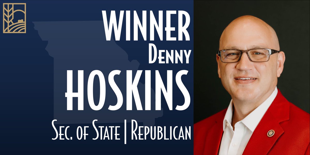HeartlanderNews's tweet image. ELECTION '24: @DLHoskins has been declared the winner of the Republican Primary for Missouri Secretary of State. #MOSOS #moleg