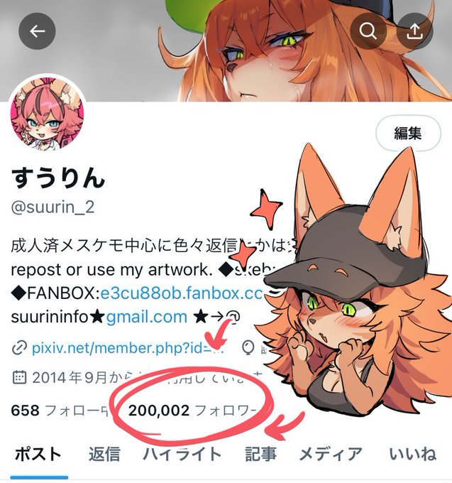 20万フォロワーありがとうございます!これからもたくさんメスケモ描きます 