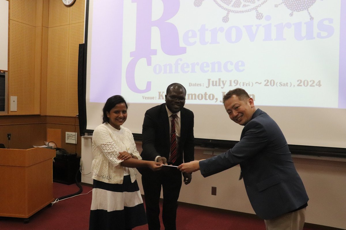Sato_Y_Lab's tweet photo. 🌟Congratulations to our amazing students, Koki Niimura, for winning the John #Coffin Award, and Akhinur Rahman, for the runner-up Best Presentation Award at the 26th Summer #Retrovirus Conference in #Kumamoto (#SRC2024)🏆 #LabPride #ScienceAwards #ExcellenceInResearch https://t.co/3RfOA3BpWO