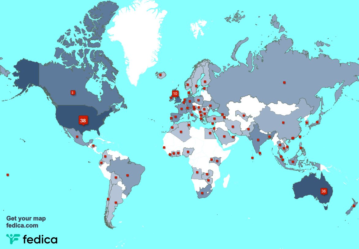 I have 13 new followers from Australia, and more last week. See fedica.com/!cmonaussie