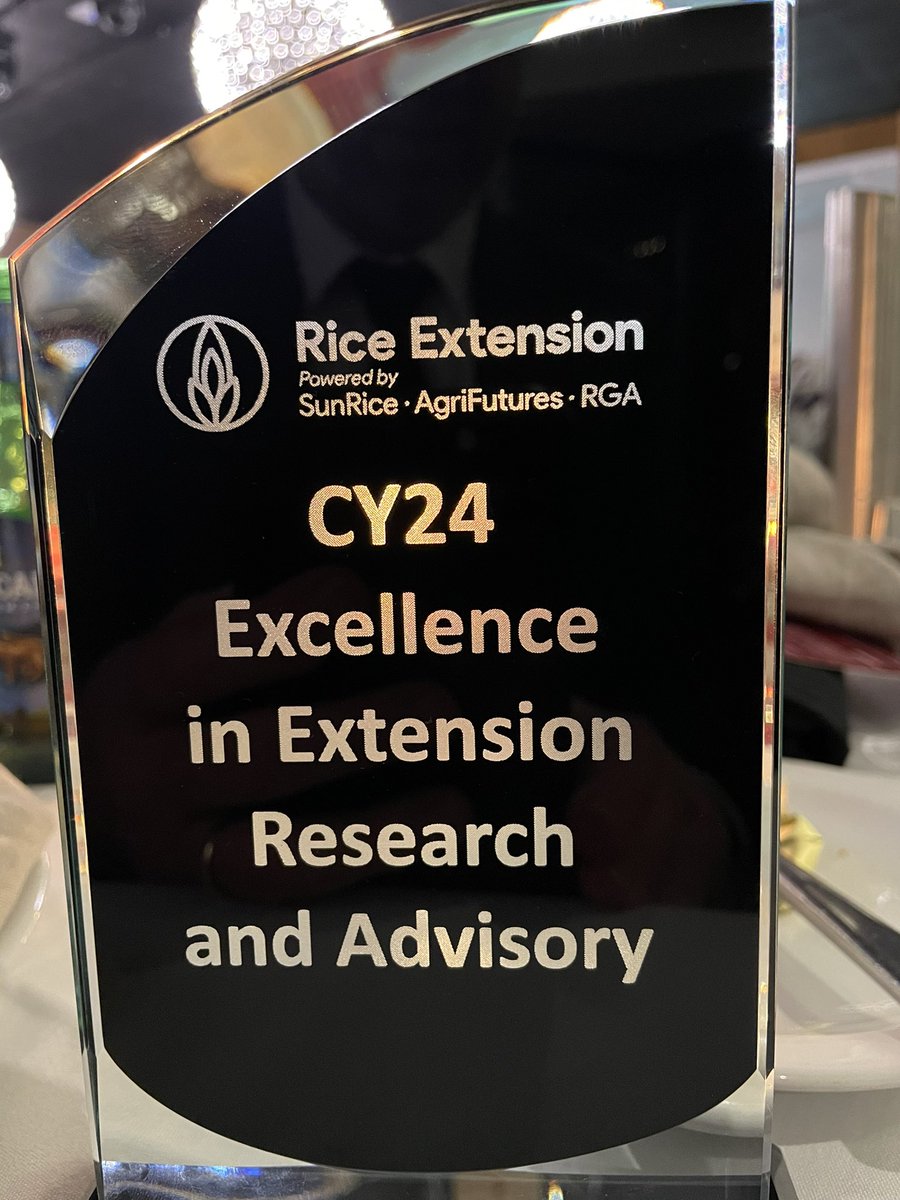 Brian Dunn (@briandunn1287) on Twitter photo Tina and I were thrilled to receive the <a href="/RiceExtension/">Rice Extension</a> award for ‘Excellence in Extension, Research and Advisory’ at the Rice Connect dinner at Moama last week. A big thank you to the industry for your support of our research. <a href="/NSW_AgWater/">Agricultural Water R&D - NSW DPIRD</a> <a href="/AgriFuturesAU/">AgriFutures Australia</a> Tina and I were thrilled to receive the <a href="/RiceExtension/">Rice Extension</a> award for ‘Excellence in Extension, Research and Advisory’ at the Rice Connect dinner at Moama last week. A big thank you to the industry for your support of our research. <a href="/NSW_AgWater/">Agricultural Water R&D - NSW DPIRD</a> <a href="/AgriFuturesAU/">AgriFutures Australia</a>