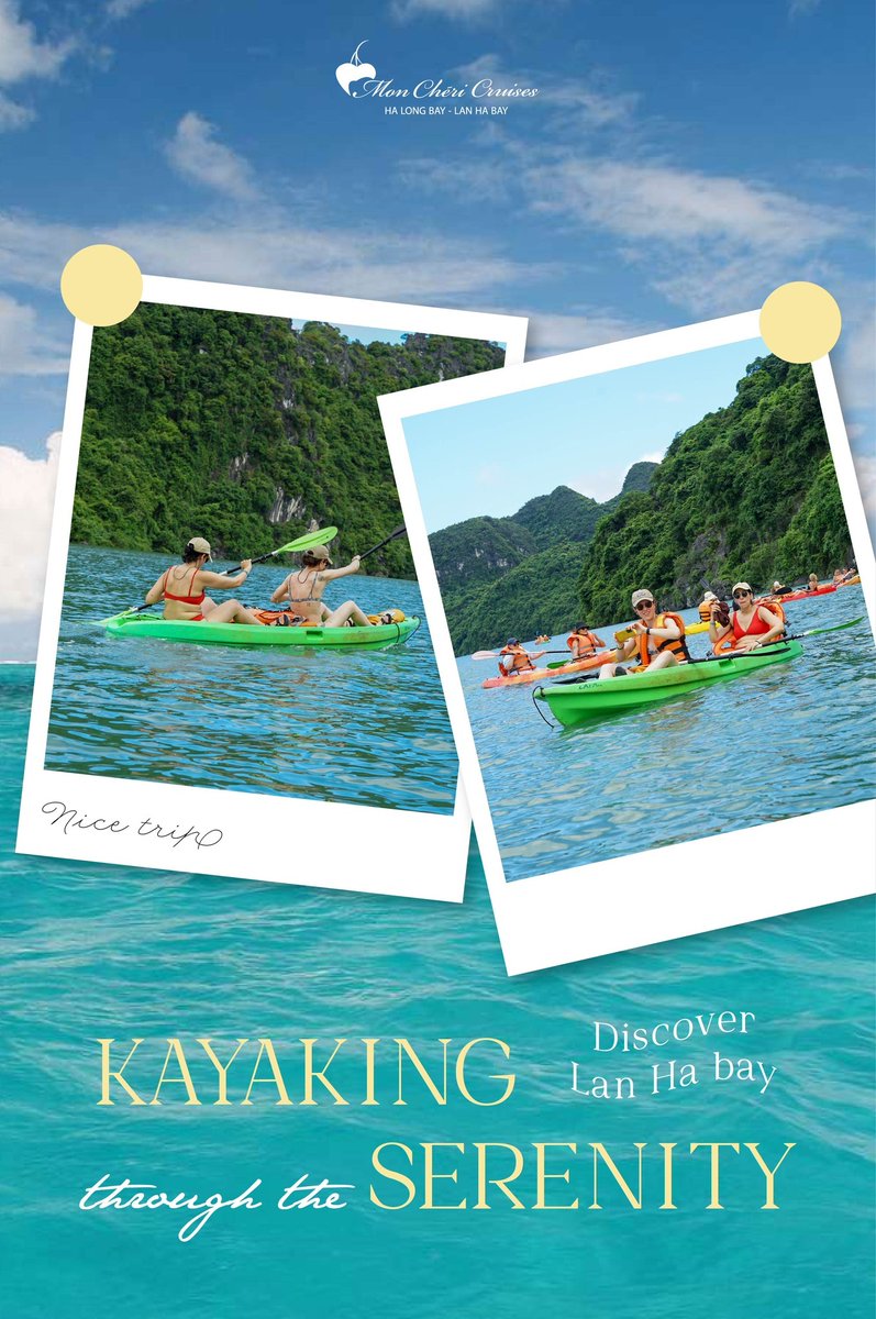 CruisesMon's tweet photo. 🌊 Discover the Thrill of Kayaking on Lan Ha Bay with Mon Cheri Cruises! 🌊
Our guests are having an unforgettable adventure, paddling through the serene waters of Lan Ha Bay, surrounded by stunning limestone karsts and lush greenery. 
🕸️ https://t.co/vEf6VNYyLg
#MonCheriCruises https://t.co/C2dRxaUIEu
