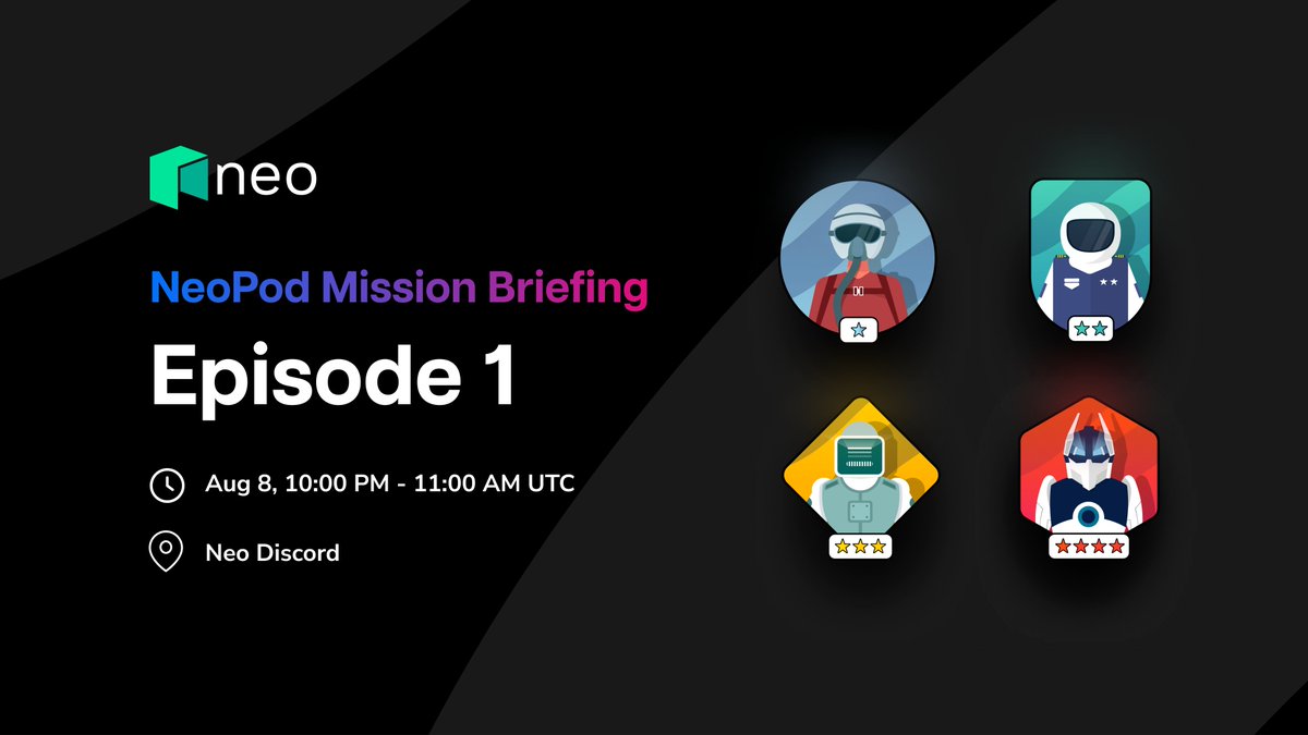 Neo_Blockchain's tweet photo. NeoPod Ambassadors - Have you started your quest?  

Join us for the NeoPod Mission Briefing!  
We’ll introduce the program in detail, showcase some outstanding community submissions, and answer any questions you have about the program.  

Join here: https://t.co/hYa8uxBq4i https://t.co/OciZg0wppy
