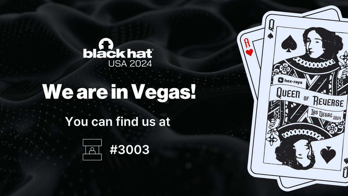 HexRaysSA's tweet image. Hex-Rays is in Vegas for #BlackHat! Visit us at booth #3003 to see the exciting improvements in the upcoming IDA 9.0 and get 30% off all our 2024 trainings!

#idapro #hexrays #bhusa2024