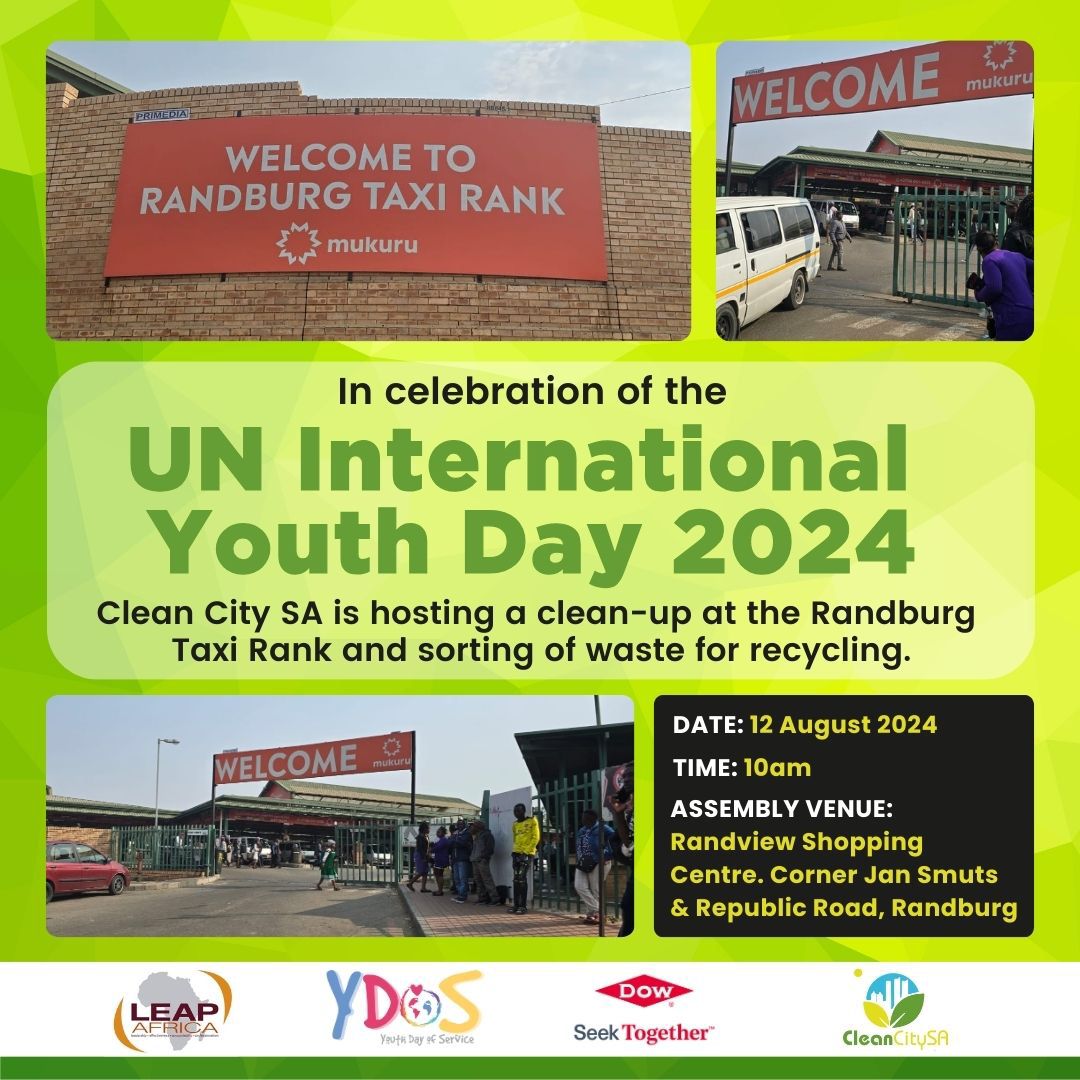 Clean City South Africa NPC through its youth participants will contribute towards making a positive impact and experience to commuters at the busy transport hub in Randburg.
#PlasticsNoThanks
#WasteManagement
#Recycling 
#YDOS2024