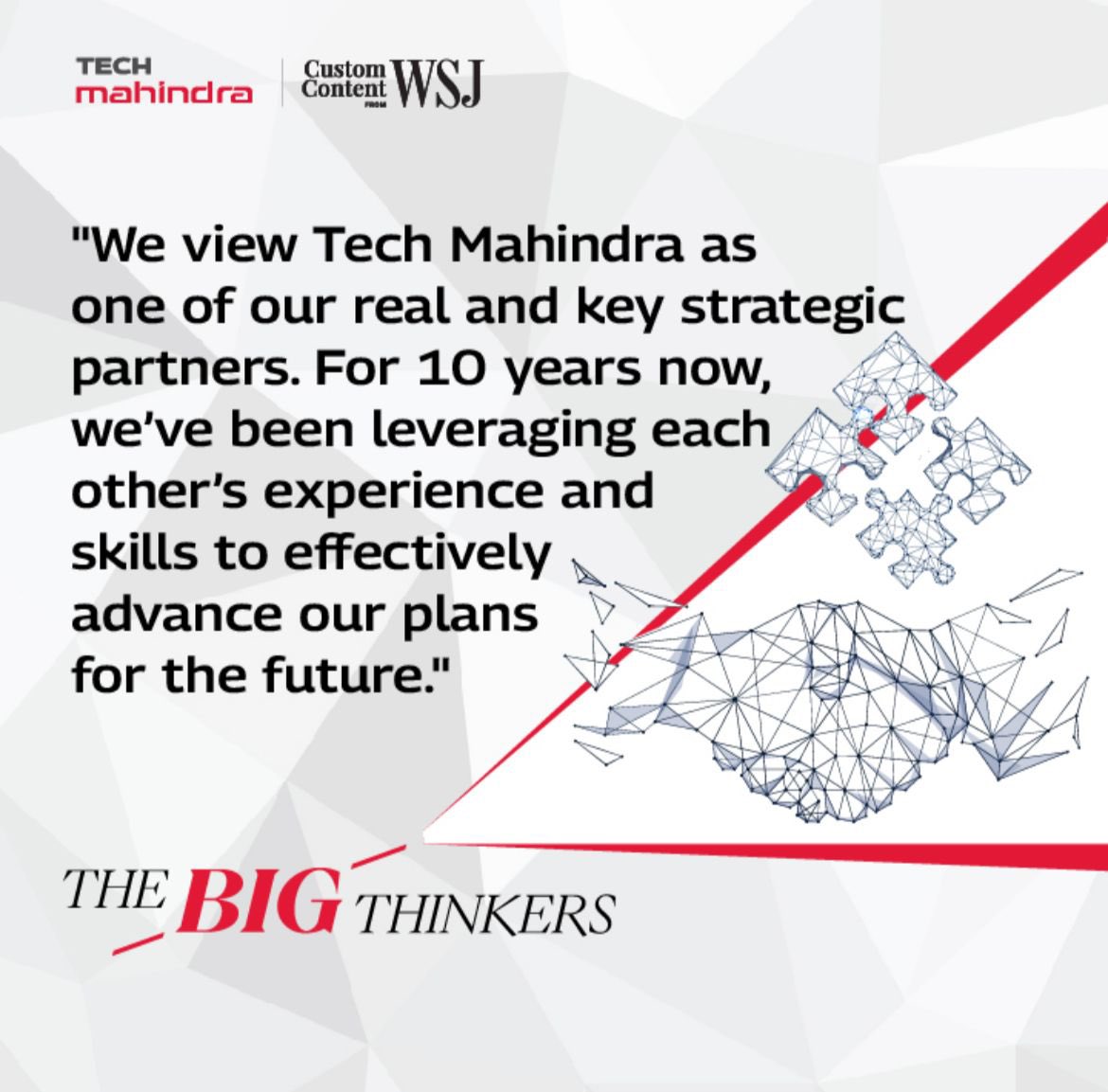 iarnav_sharma's tweet photo. Introducing the third edition of our 2024 #TheBigThinkers series, in collaboration with @WSJCustom. This edition features Mazen Mroué, Group CTIO of @MTNGroup Group, highlighting his strategic leadership in transforming Africa’s Telecoms Sector.
Mroué states, “With a focus on the long term, MTN’s growth potential depends on strong, socially responsible partnerships. @tech_mahindra stands out as one of our key strategic partners. They collaborate with us across various domains to integrate new technologies, speed up market entry, and test innovative solutions. For the past 10 years, we've combined our expertise to effectively drive future plans.”
This is certainly one example that stands out in showcasing our ability to deliver on our promise to #ScaleAtSpeed.
More importantly, when partners share common values, collaboration is enhanced, allowing us to deliver meaningful contributions to society together.
Do give it a read: https://t.co/tTXdSHx7oY