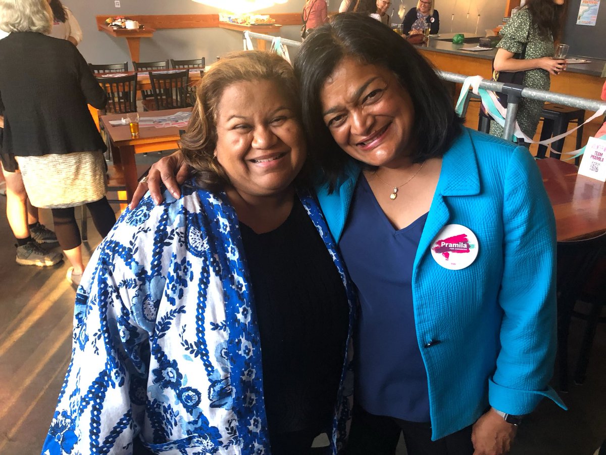 washdems's tweet photo. WA Dems Chair @ShastiConrad and Rep. @PramilaJayapal soaking in the positive energy at Jellyfish Brewing! #WAPrimary https://t.co/cfHvlRrsuj