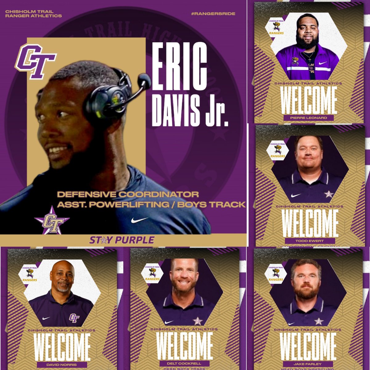Ricklan Holmes♠️ (@ricklanholmes) on Twitter photo <a href="/CTHS_RangersFB/">Chisholm Trail HS Rangers Football</a> Staff
OC - <a href="/KeylonKincade/">Keylon Kincade</a>
DC - <a href="/CoachEric_Davis/">Eric Davis</a>
QB - <a href="/devlen_woods/">Woods</a>
OL - <a href="/CoachD68/">CoachD</a>
DL - <a href="/CoachPcasso/">Coach Pierre Leonard</a>
DE - <a href="/FarleyJake/">Jake Farley</a>
LB - <a href="/CockrellDelt/">Delt Cockrell</a>
WR - <a href="/Coach10Baker/">Branden Baker</a>
DB - <a href="/DavidCoachN/">David Norris Sr M.ED</a>
Asst. - <a href="/e_cths/">Coach_Ewert</a>
Asst. - @C_Torres09
Asst. - Ryan Gillette
These guys are as good as GOLD <a href="/CTHS_RangersFB/">Chisholm Trail HS Rangers Football</a> Staff
OC - <a href="/KeylonKincade/">Keylon Kincade</a>
DC - <a href="/CoachEric_Davis/">Eric Davis</a>
QB - <a href="/devlen_woods/">Woods</a>
OL - <a href="/CoachD68/">CoachD</a>
DL - <a href="/CoachPcasso/">Coach Pierre Leonard</a>
DE - <a href="/FarleyJake/">Jake Farley</a>
LB - <a href="/CockrellDelt/">Delt Cockrell</a>
WR - <a href="/Coach10Baker/">Branden Baker</a>
DB - <a href="/DavidCoachN/">David Norris Sr M.ED</a>
Asst. - <a href="/e_cths/">Coach_Ewert</a>
Asst. - @C_Torres09
Asst. - Ryan Gillette
These guys are as good as GOLD