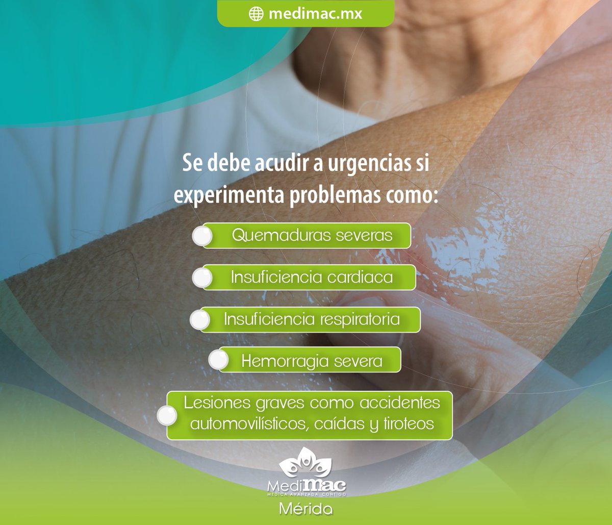 medimacmx's tweet photo. En caso de sufrir un accidente o presentar síntomas súbitos de presión alta o falta de respiración requieren de atención de urgencia.

#MediMAC #Mérida https://t.co/yr9rg5543H