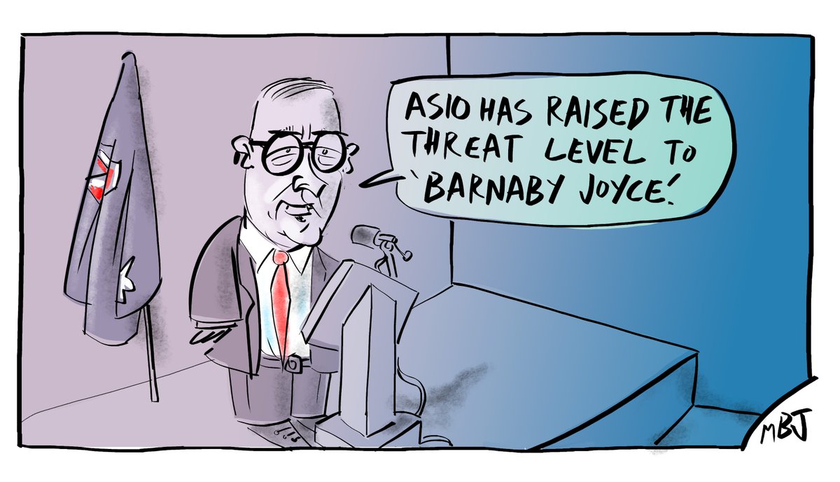 MBJCartoonist's tweet image. Cartoon for the Melbourne Observer #auspol #ASIO #threats #Albo #ALP
