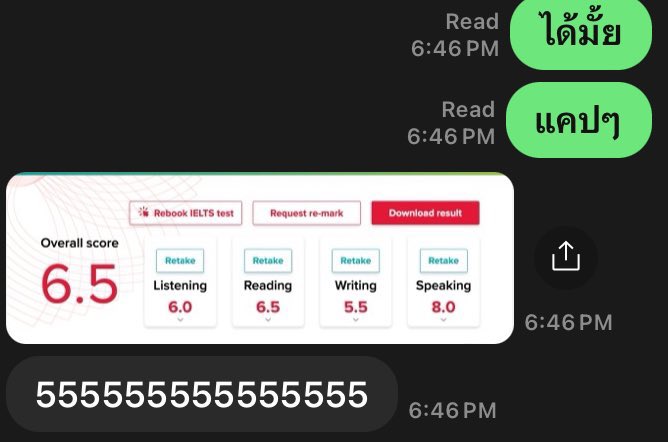 1. น้องนํ้า IELTS SPEAKING 8.0
2. น้องการณ์ IELTS SPEAKING 7.0
3. น้องเจนีน IELTS SPEAKING 7.0
4. น้องแพร IELTS SPEAKING 8.5 !!!!

ใครสนใจเรียน IELTS ตอนนี้ตารางเปิดรับได้ถึงเดือนตุลาแล้ว แอดไลน์ peeta1921 #เรียนielts #สอบielts #อ่านielts #รีวิวielts #dek68 https://t.co/xkKd1yCaVI